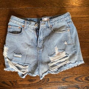Vestique Distressed High Waisted Denim Shorts